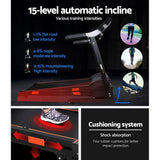 Everfit Electric Treadmill 45cm Auto Incline Running Home Gym Machine Black